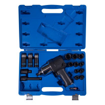 Pneumatic impact wrench 1/2", 881 Nm, with set of heads, 17 pieces KING TONY 44106AMP01
