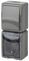 Socket with switch ERA Expert 11-7407-03 IP54 16A-10AX-250V AC Grey