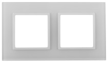 Frame for sockets and switches ERA Elegance 14-5102-01 for 2 posts, glass, white+white, white base