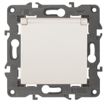 Розетка ЭРА Elegance 14-2103-02 с заземлением 2P+E Schuko со шторками с крышкой 16A-250В IP20 слоновая кость
