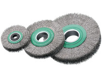 Cylindrical corrugated brush, D178 mm, width 26 mm, stainless corrugated wire ROF 0.20 mm, set of adapters - set 3