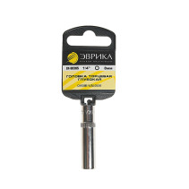 Головка торцевая 8мм 1/4" 6-гранная глубокая L=50мм (с держателем) ЭВРИКА ER-90305H 1/240