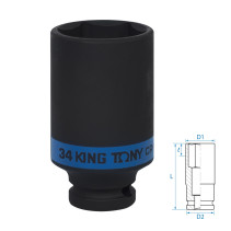 Головка торцевая ударная глубокая шестигранная 1/2", 34 мм KING TONY 443534M