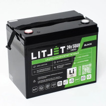 Литиевый аккумулятор тяговый ЛИТДЖЕТ BLACK LiFePO4 24 В 50 А·ч 1280 Вт·ч, BMS 60 A, IP67