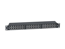 High-density Ripo Patch Panel 19", 1U, 48 RJ-45 ports, Category 5e, Dual IDC