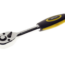 Трещотка ER-11472 1/4" 72-зубцовая с прямой резиновой ручкой L-150мм ЭВРИКА 1/25/100