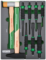A set of tools, a hammer, chisels and chisels 9 pr. in a soft base TOPTUL GEB0906