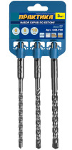 Drill set SDS-plus PRACTICE 6,8.10 x 160 mm, 3 pcs "Master", clip (648-700)