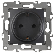 Розетка ЭРА Серия 12 12-2102-05 с заземлением 2P+E Schuko со шторками 16A-250В IP20 антрацит