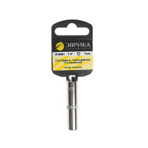 Головка торцевая 7мм 1/4" 6-гранная глубокая L=50мм (с держателем) ЭВРИКА ER-90304H 1/240
