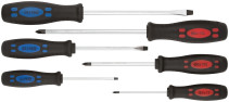 Screwdrivers "Standard", CrV steel, magnetic tip, rubberized handles, blister, set of 6 pcs.