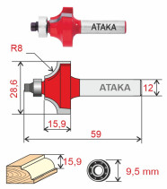 Фреза Атака 602286 кромочная калевочная D28.6/ф12/H16