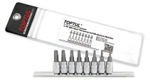 Набор торцевых головок 1/4" TORX с отверстием T8-T40 L=37 мм на планке 8 предметов TOPTUL