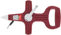 Geodetic tape measure, steel tape, red open plastic case 20 m