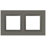 Frame for sockets and switches ERA Elegance 14-5202-16 for 2 posts, metal, titanium