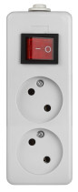ERA K-2s block 2 sockets without grounding with switch white