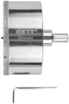 Коронка кольцевая по керамограниту, камню и кафелю алмазная с центровочным сверлом 80х70 мм