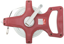 Measuring tape, red open case, fiberglass tape 30 m