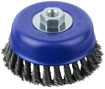 Щетка для УШМ, М14, тип "Чашка", крученая витая проволока 0,5 мм, 125 мм, блистер, CUTOP Profi