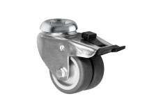 Колесная опора д.75 мм сдвоенная под болт с тормозом