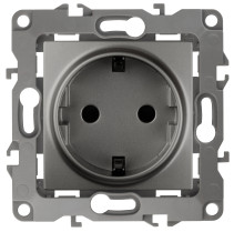Розетка ЭРА Серия 12 12-2102-12 2P+E Schuko со шторками 16A-250В IP20 графит