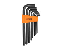 Set of elongated hex keys SITOMO HEX 2-12 mm, CrV, oxidation, (9 pcs)