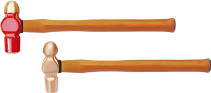 Hammer with round head 230 gr AlCu handle wood, intrinsically safe 187A-1002, HORTZ