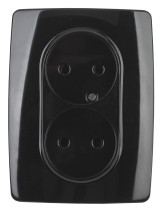 Розетка ЭРА Серия 12 12-2107-06 двойная без заземления 2X2P 16A-250В IP20 чёрный