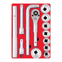 3/4” socket set with accessories, base, 13 pieces MASTER 5-0062213