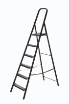 Compact steel stepladder, 6 steps, weight 7.4 kg