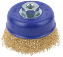 Щетка для УШМ, М14, тип "Чашка", латун. витая проволока 0,3 мм, 100 мм, блистер, CUTOP Profi