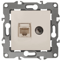 Розетка ЭРА Серия 12 12-3110-02 комбинированная RJ45+TV IP20 слоновая кость