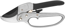 Pruning shears, ratchet mechanism, cutting.butt-to-anvil edges, teflon coatingblades, aluminum.The case is 200 mm