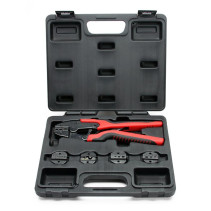 Press pliers with a mechanism for quick change of CTB matrices