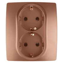 Розетка ЭРА Серия 12 12-2104-14 2X2P+E Schuko со шторками 16A-250В IP20 медь