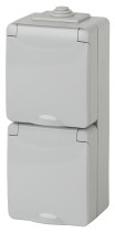 Розетка ЭРА Эксперт 11-2607-03 2х2P+E верт. IP65 16A-250В ОУ серый