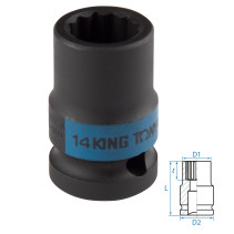 Головка торцевая ударная двенадцатигранная 1/2", 14 мм KING TONY 453014M