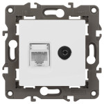Розетка ЭРА Elegance 14-3110-01М RJ45+TV, белый матовый