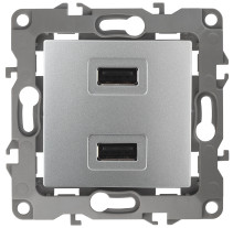 12-4110-03 ЭРА Устройство зарядное USB, 230В/5В-2100мА, IP20, Эра12, алюминий