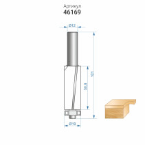 Straight edge milling cutter f19x50,8mm xv. 12mm