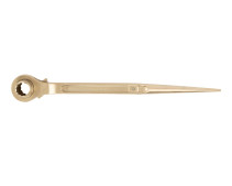 Ключ 12-гранный коликовый накидной двусторонний с трещоткой 17х19 искробезопасный сплав BeCu 180A-1719, HORTZ