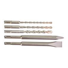 SDS+ Drills / SDS+ Chisels set of 5ed. (6/8/10x160mm, sharp/flat chisel) in a tube
