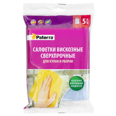 Wipes / cleaning cloths viscose heavy-duty universal PATERRA, 30*38 cm, 90 g/m2, 5 pcs /40 pcs.