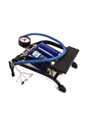 Foot pump with two cylinders with pressure gauge