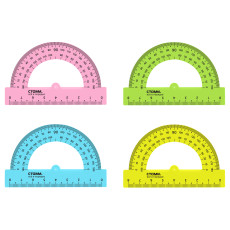 Protractor 8cm, 180° STAMM, plastic, transparent, neon colors, assorted