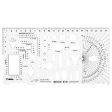 Officer's STAMM ruler, cadet, plastic, flexible, colorless, printed scale