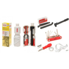 Набор инструментов для обслуживания велосипеда 27 предметов+держатель фляги, в тубе (белый)
