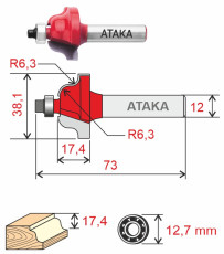Milling cutter Ataka 412381 edge kalevochnaya D38.1/f12/H17.4