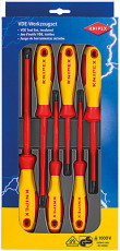 VDE screwdriver set, 6 items, complete set: SL3/4/5.5/6.5 slot. (KN-982030/40/55/65), PH1/2 cross. (KN-982401/02)