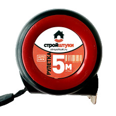 Tape measure 5 m x 19 mm, red, ratchet with locking rod